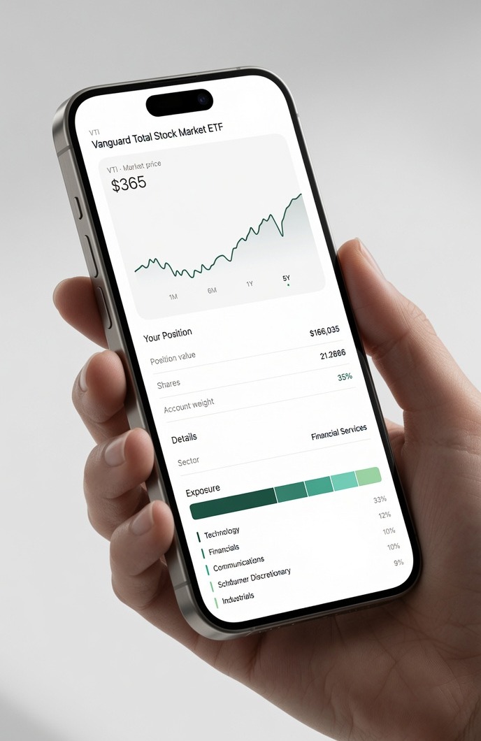 alooola app held in hand — portfolio dashboard